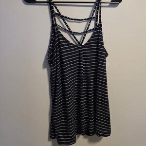 Hollister Striped Navy Blue & White Tank